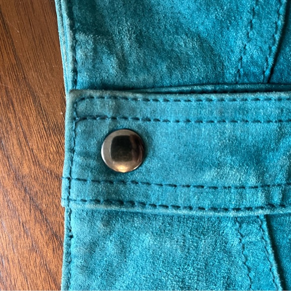 Blue 100% suede mini skirt - Picture 6 of 8